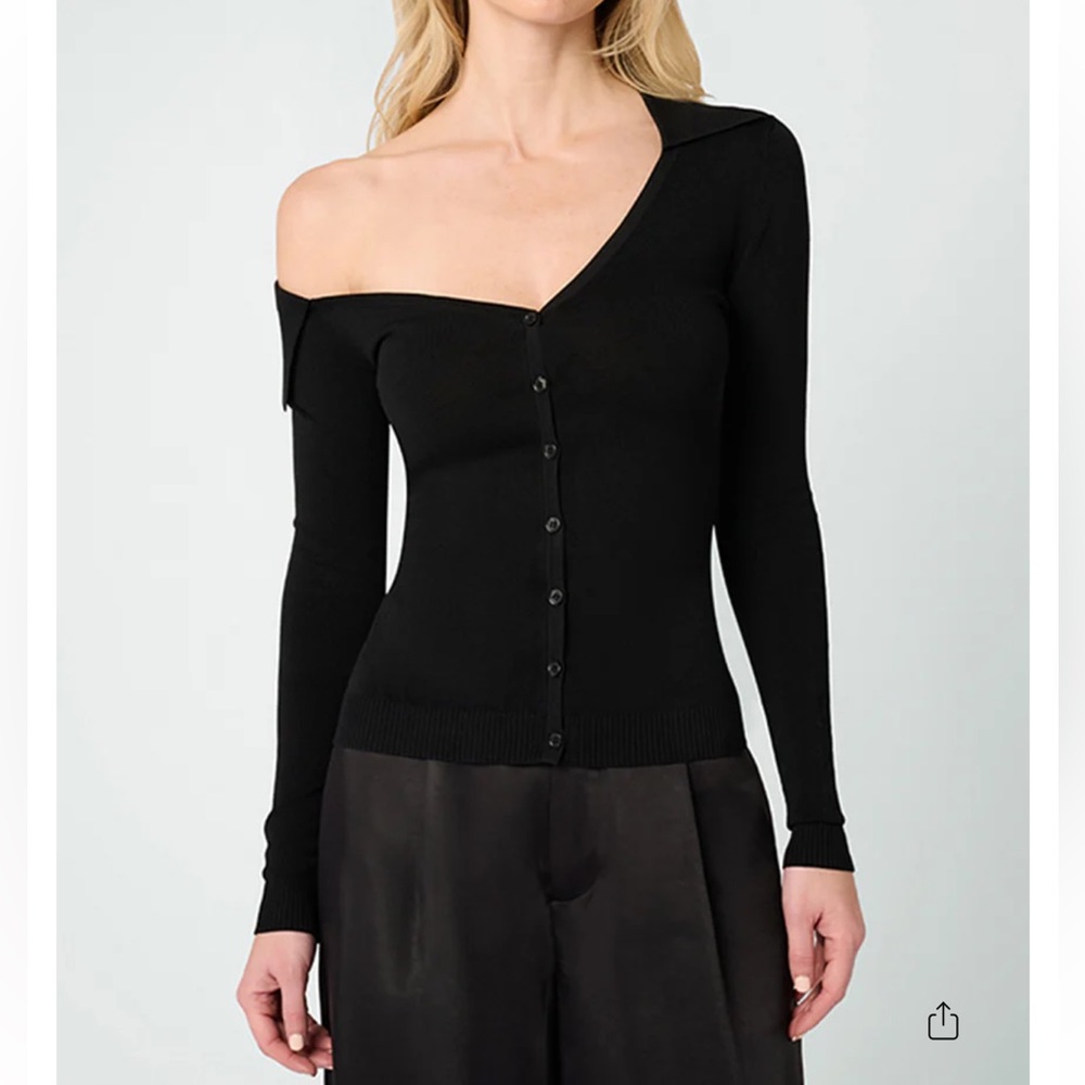 NWT WeWoreWhat Black Off-Shoulder Cardigan size M
